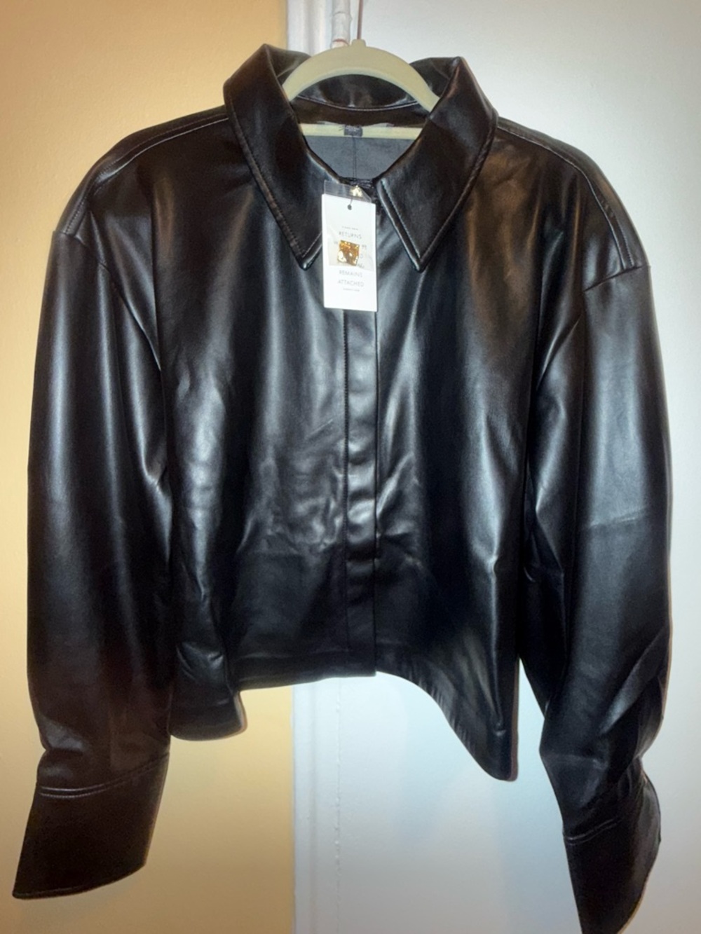 Eloquii Black Faux Leather Boxy Jacket